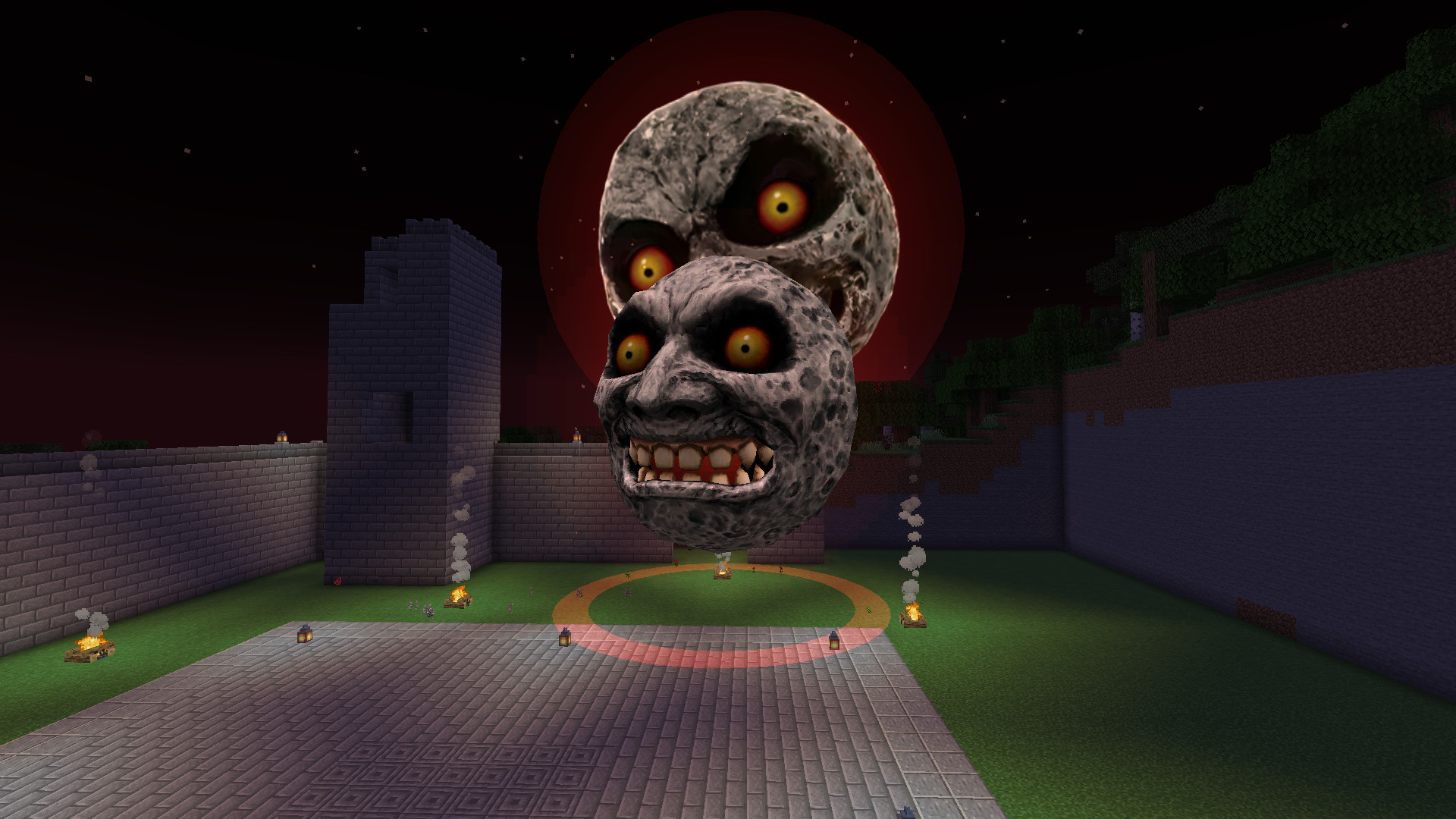 04 moon looms over the courtyard